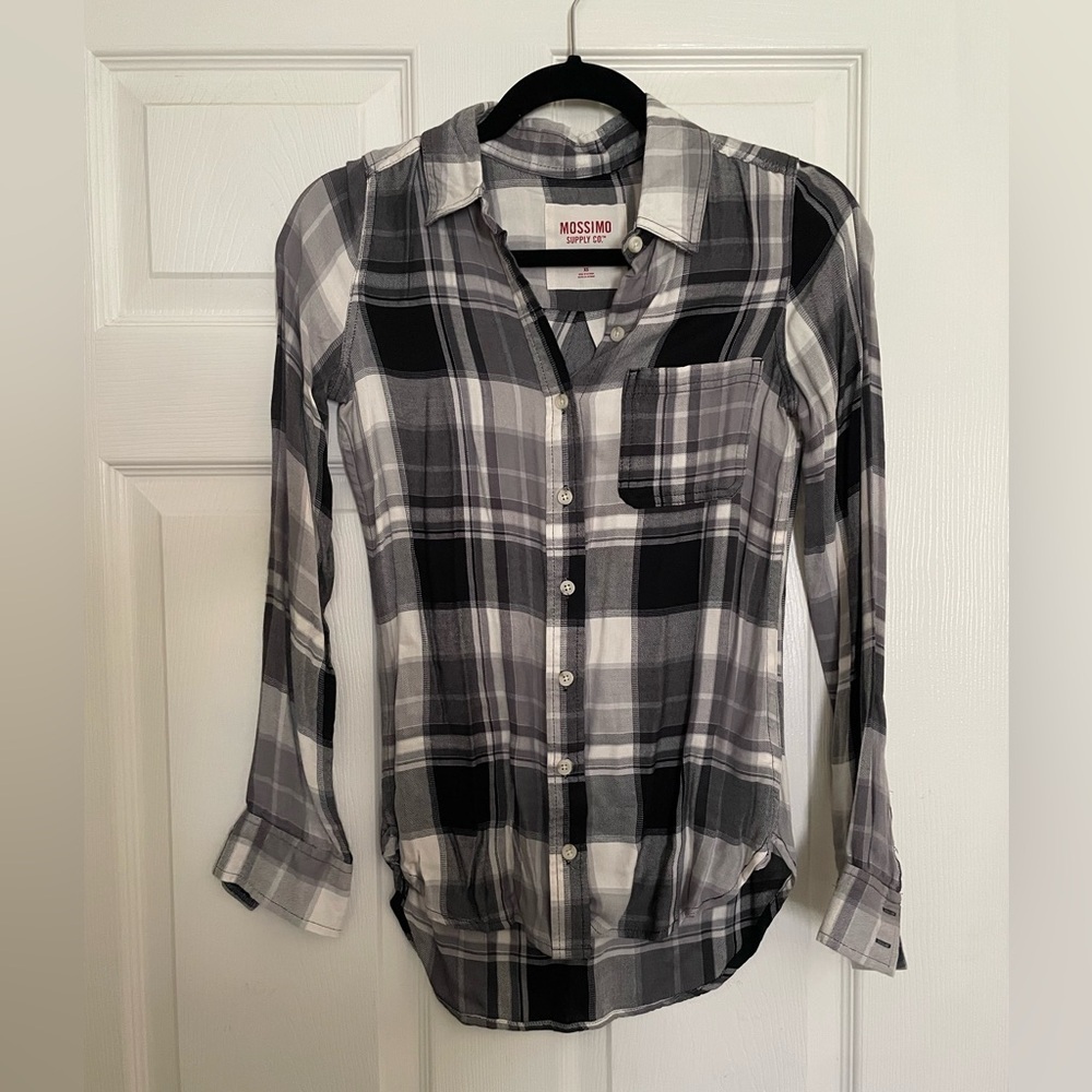 Mossimo Supply Co. Monochrome Black and White Checkered Shirt XS